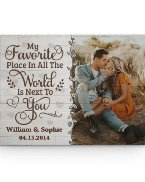 Custom-Made Photo My Favorite Place In All The World | Gift For Husband Wife, Anniversary