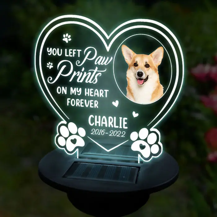 Tailored You Left Paw Prints On Our Hearts Forever | Upload Image, Memorial Gift, Sympathy Gift