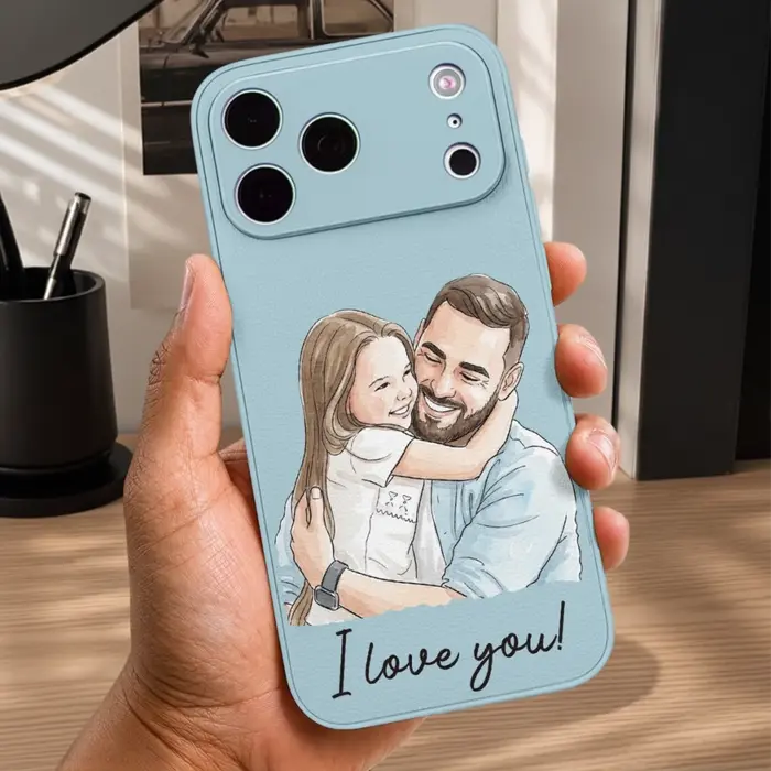 Personalized Photo Leather Phone Case - Forever Grateful For Dad’s Love - Image 2