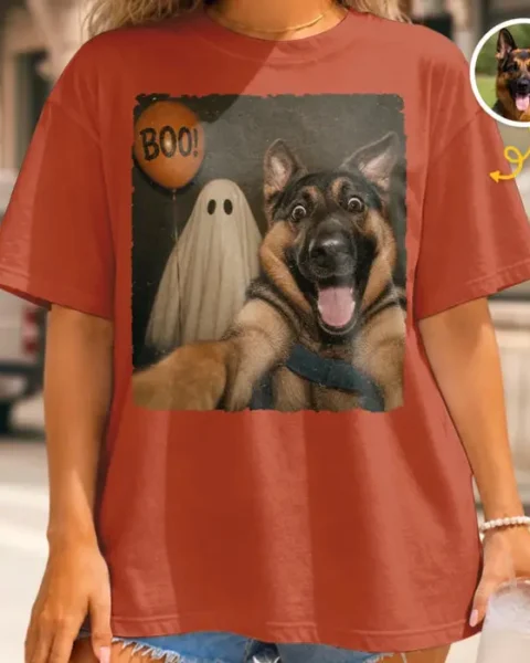 Custom-Made Playful Photo Funny Comfort T-Shirt | My Pet Says Boo
