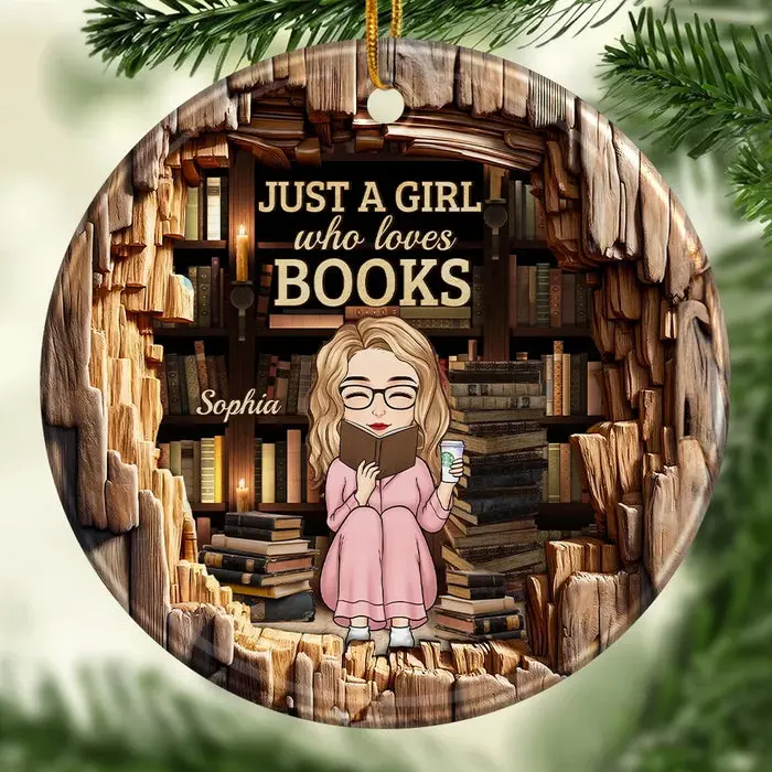 Tailored A Girl Who Finds Magic In Books | Ceramic Round Shaped - Christmas Gift For Book Lovers