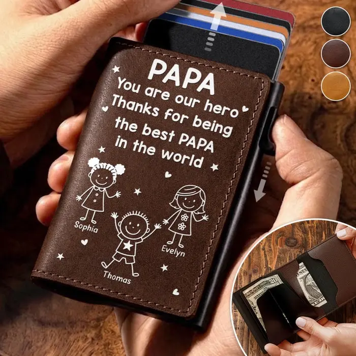 Tailored Pop-Up Leather Wallet ~ Dad Means Everything