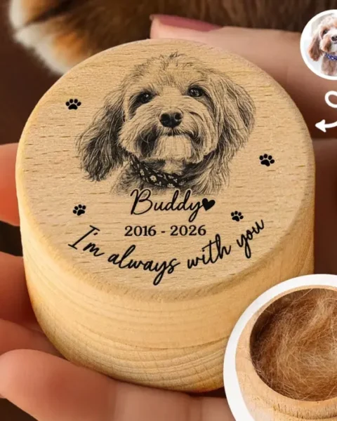 Made-to-Order Photo Wooden Pet Fur Keepsake Box - Forever In My Heart