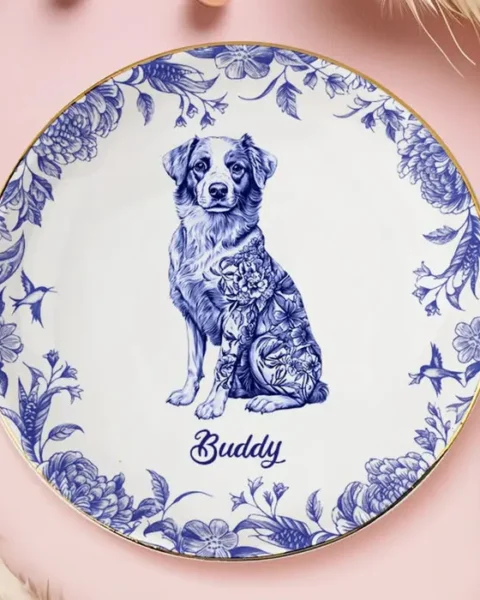 Bespoke Full-Print Round Jewelry Dish | Floral Soul, Furry Heart