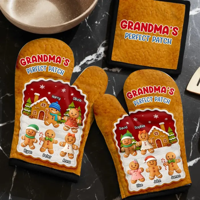 Personalized Oven Mitt And Pot Holder Set ~ Cooking Love Passed Through Generations