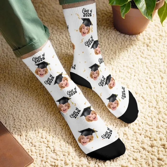 Personalized Photo Middle Tube Socks | Walking On Graduation Dreams - Image 2