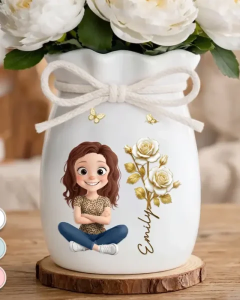 Made-to-Order Flower Vase With Ribbon | Just A Girl With Golden Light