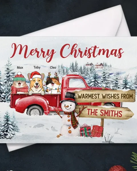 Bespoke Merry Christmas Family Warmest Wishes | Gift For Pet Lovers, Christmas Gift