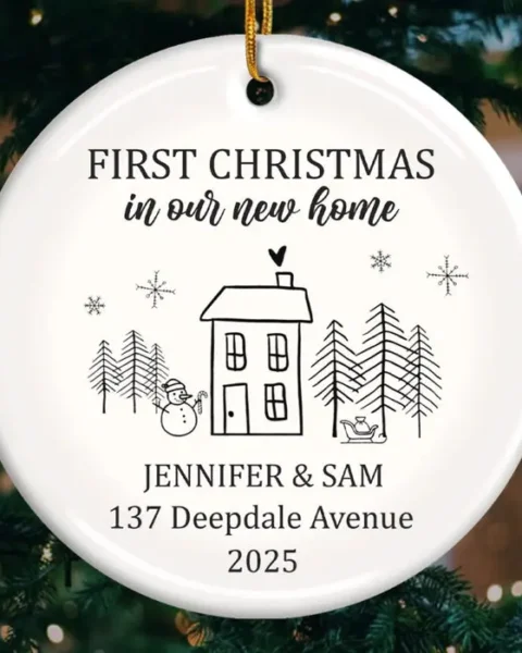 Custom-Made First Christmas In New Home Ceramic Ornament - New Home Christmas Magic