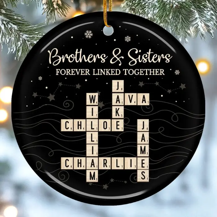 Custom-Made Scrabble Ceramic Ornament ~ Family Spelled Here