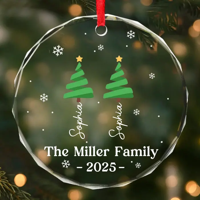 Custom-Made Circle Glass Ornament - Joy Around Our Tree - Image 2