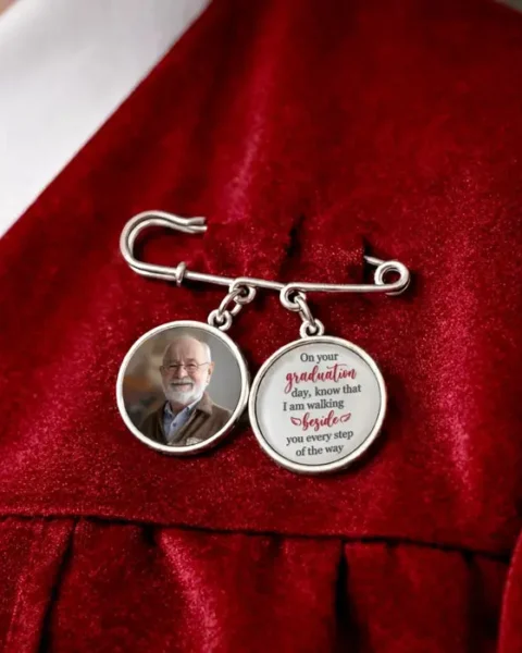 Bespoke Lapel Pin With Photo Charms - Dreams Achieved Goals Ahead