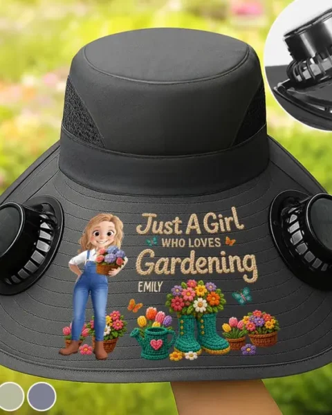 Bespoke Hat With Fans Solar Power ~ Cool Shade, Happy Planting