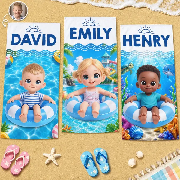 Bespoke Photo Beach Towel ~ Sandy Toes Happy Days