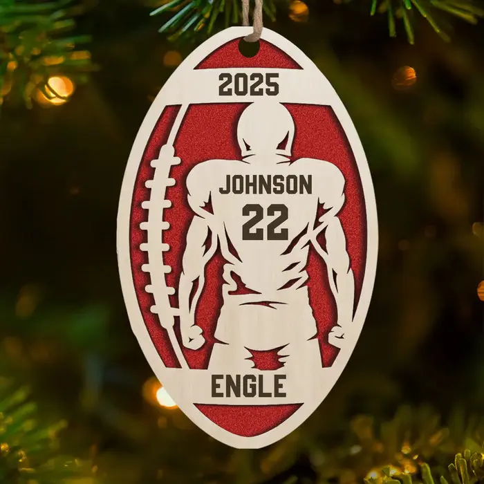 Tailored American Football Wood Ornament ~ Play Hard Dream Big - Image 2