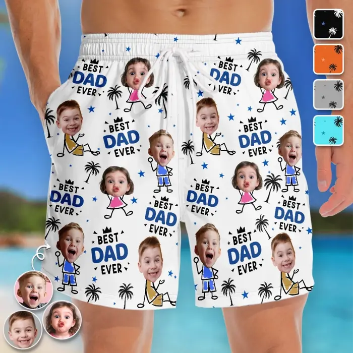 Tailored Photo Tropical Hawaiian Aloha Men Beach Shorts ~ Strong Like Dad Everyday