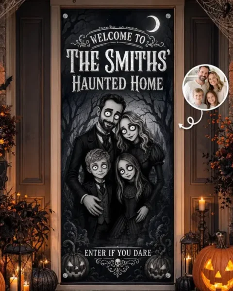 Personalized Photo Door CoverSpooky Fun Together