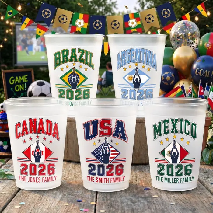 Personalized International Soccer Tournament Party Cups | Blessed With Great Football Vibes