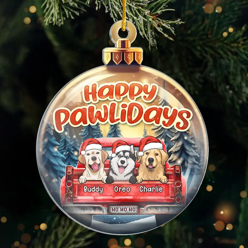 Bespoke Happy Pawlidays Ho Ho Ho ~ Acrylic Custom Shaped - Christmas Gift For Pet Owners, Pet Lovers