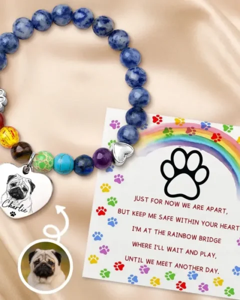 Tailored Photo Rainbow Bridge BraceletKeep Me Safe Within Your Heart