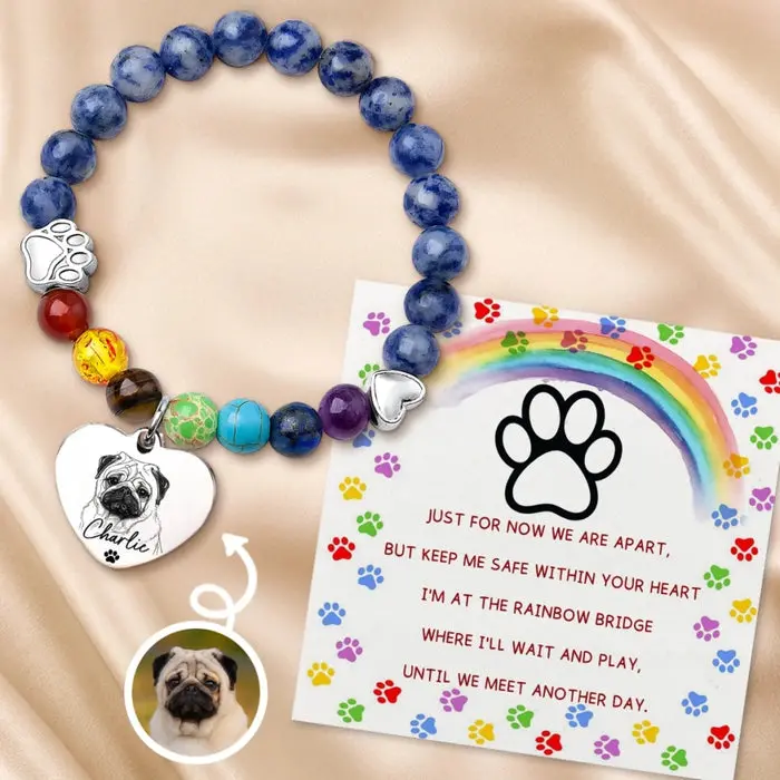 Tailored Photo Rainbow Bridge BraceletKeep Me Safe Within Your Heart