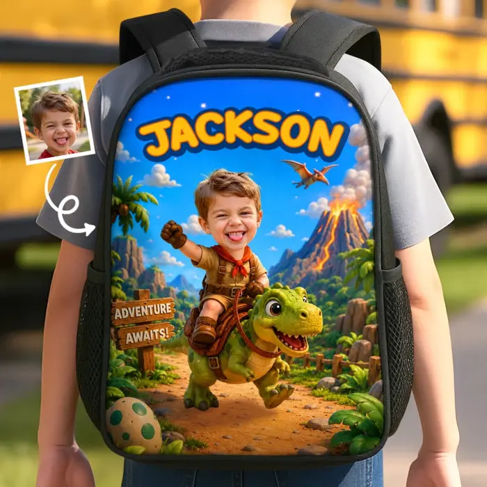 Made-to-Order Photo Kids Front Printed BackpackChasing Dreams And Dinosaurs