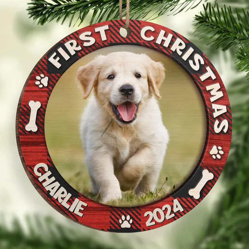 Tailored Fur Baby's First Christmas | Upload Image, Gift For Pet Lovers, Christmas Gift