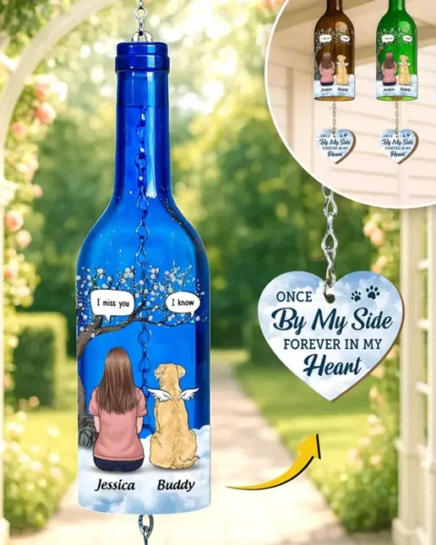 Tailored Wine Bottle Wind Chime | My Dog My Forever Angel