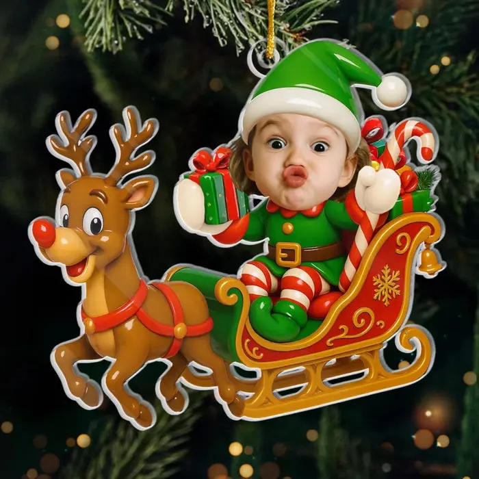 Custom-Made Photo Acrylic Ornament | Sleigh Bells Fun