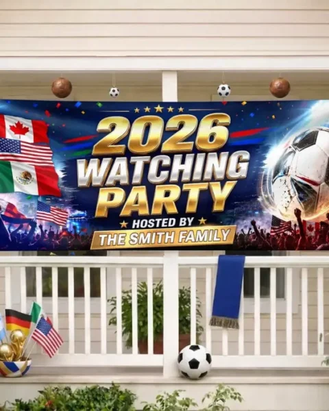 Custom-Made International Soccer Tournament Outdoor Banner - Cheering Together, Winning Together