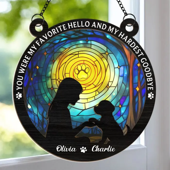 Bespoke Window Hanging Suncatcher OrnamentPaws Forever Imprinted On My Soul