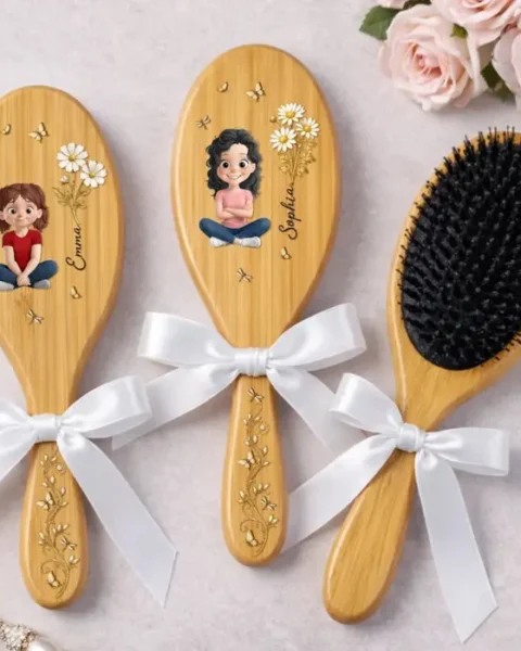 Tailored Birth Month Flower Hair Brush ~ Always Side By Side