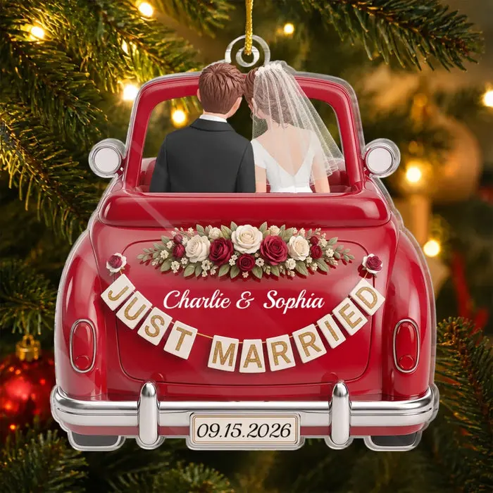 Tailored First Christmas Acrylic Ornament - Riding Into Forever Love
