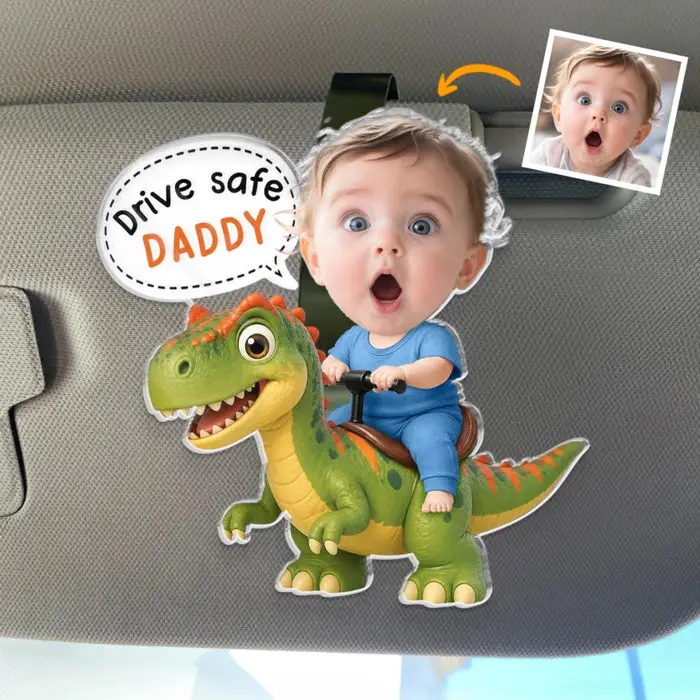 Made-to-Order Photo Acrylic Car Visor Clip | Drive Safe Super Dad