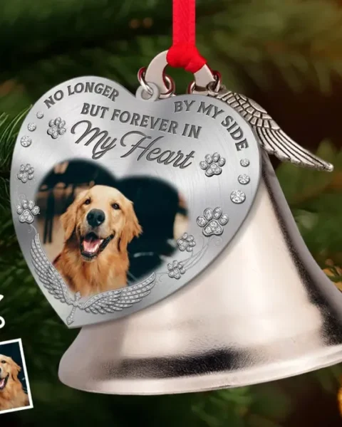 Personalized Photo Bell Ornament With Charms - Memories Wag Through Every Day