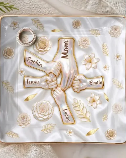 Tailored 3D Inflated Effect Printed Full-Print Jewelry Dish - Her Love Holds Us Close