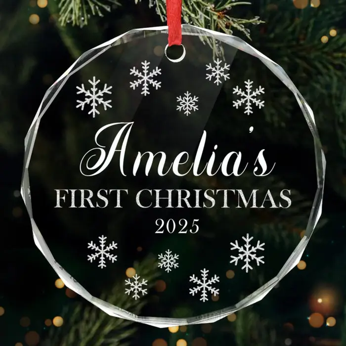 Personalized Baby First Christmas Glass Ornament - Little Star Shines Bright