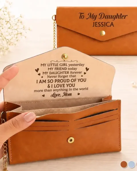 Bespoke Leather Envelope Wallet ~ Watching You Bloom With Pride