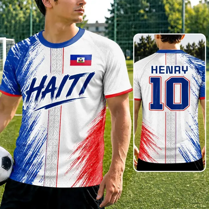 Custom-Made Men's Haiti World Football Jersey Shirt - Unstoppable On The Pitch