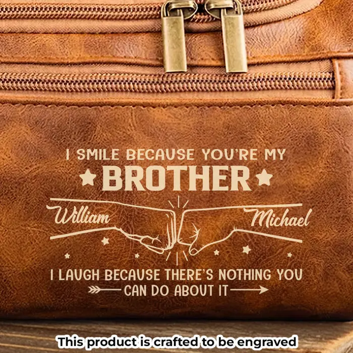 Custom-Made Engraved Leather Toiletry Bag | Always Got Your Back - Image 2