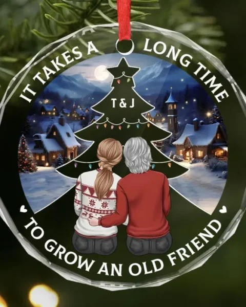 Custom-Made Circle Glass Ornament - Friends Forever More Precious Than Gold