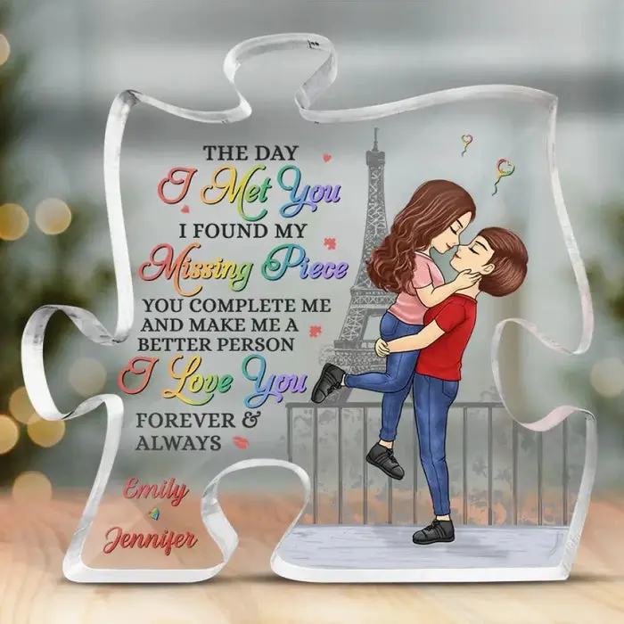Personalized The Day I Met You I Found My Missing Piece - Gift For Husband Wife, Anniversary, LGBTQ+