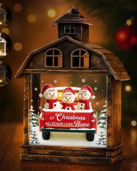 Tailored Snowman LED Tabletop Lantern Light ~ Love Makes Us Strong Together