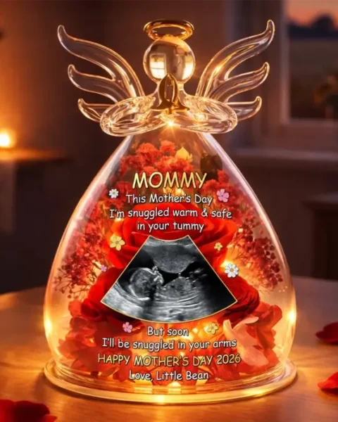 Tailored Photo Angel Glass Dome With Preserved Flowers | First Cuddles Coming Soon
