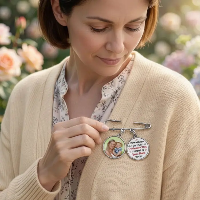 Custom-Made Lapel Pin With Photo Charms | Holding This Moment Together - Image 2