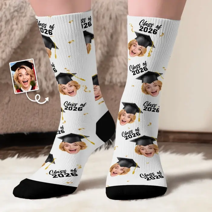 Personalized Photo Middle Tube Socks | Walking On Graduation Dreams
