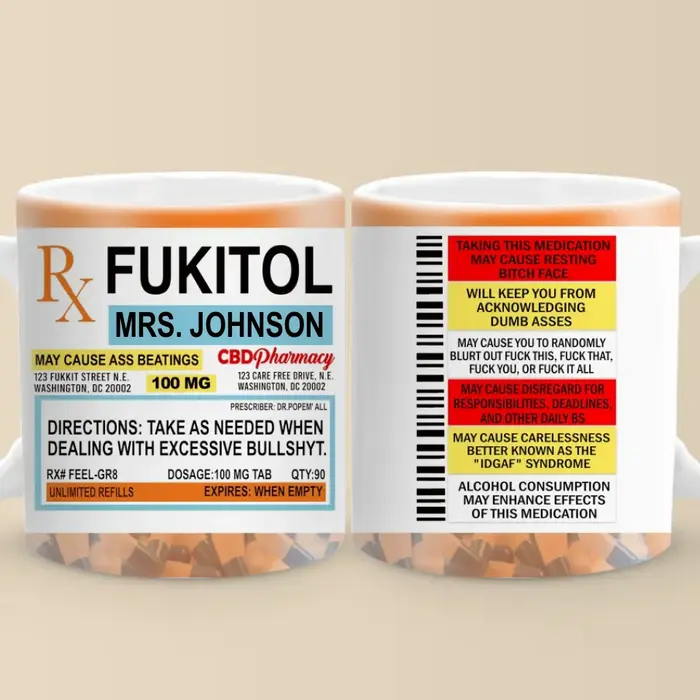 Custom-Made Fukitol Rx Prescription For Recharging Your Mind And SoulGift For Best Friends, Sisters, Family Members, Coworkers - Image 2