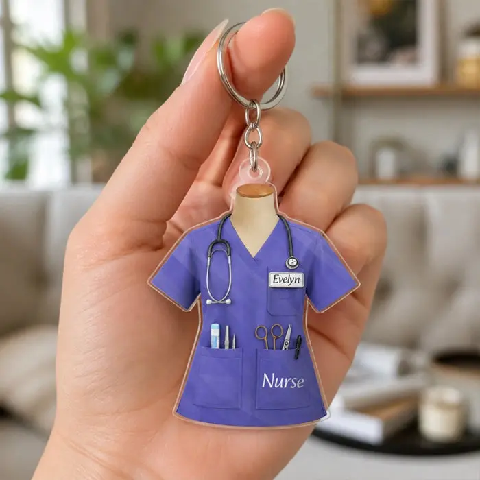 Custom-Made Shaped Acrylic Keychain | Care Is My Calling - Image 2