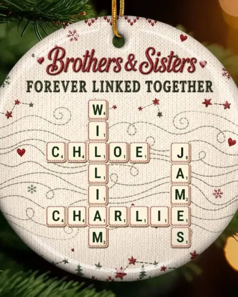 Personalized Scrabble Ceramic Ornament - Warm Winter Heartbeats