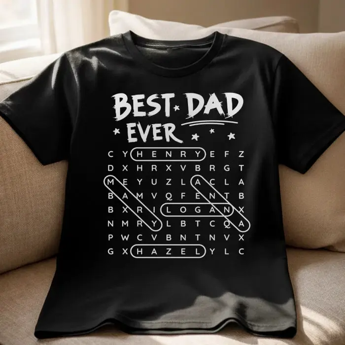 Tailored Word Search Puzzle Unisex T-shirt, Premium T-shirt, Hoodie ~ Dad Strength Guides Us